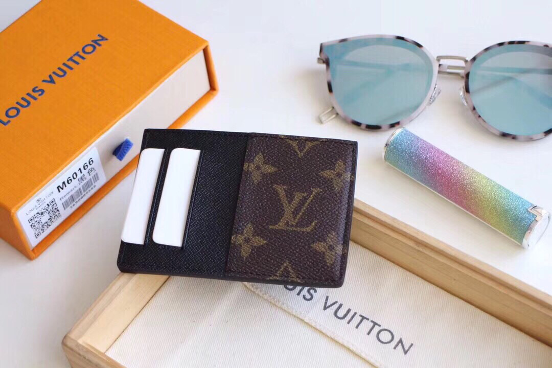 L0vis Vvtt0n Neo Porte Cartes Monogram Macassar Canvas with Black