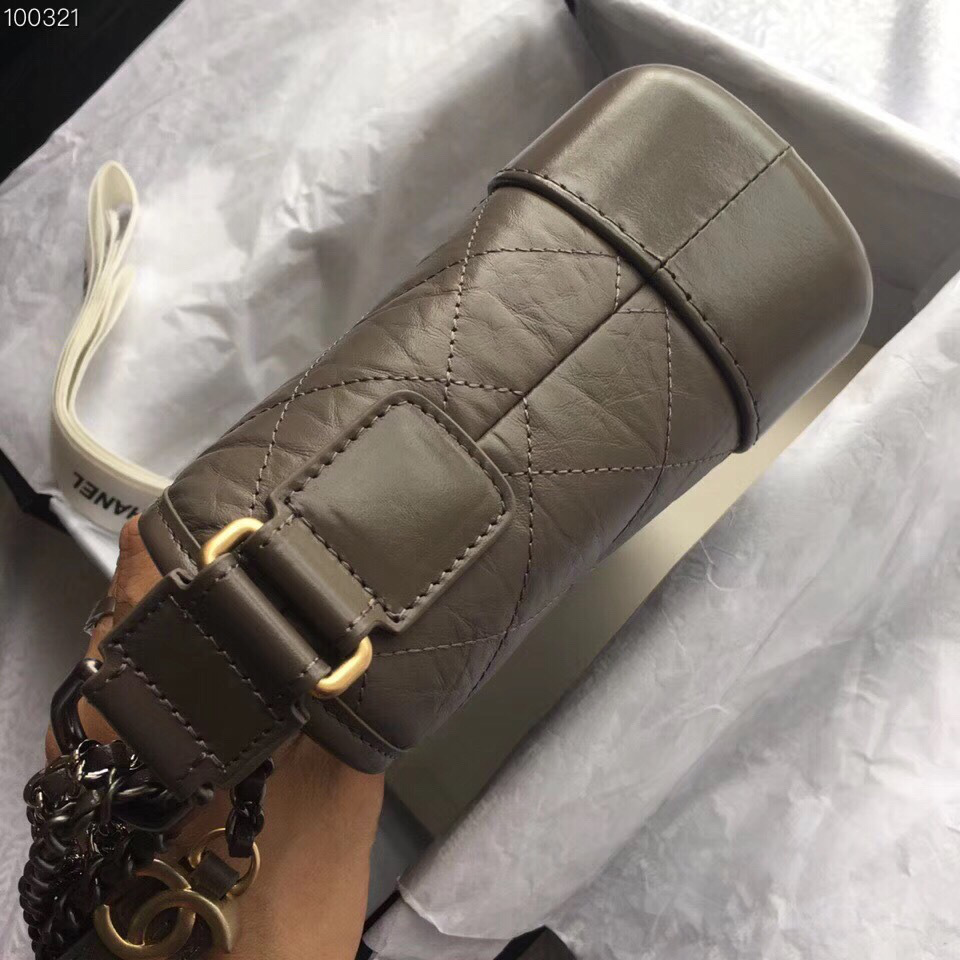 Ch**el Gabrielle small hobo bag Dark grey 20cm