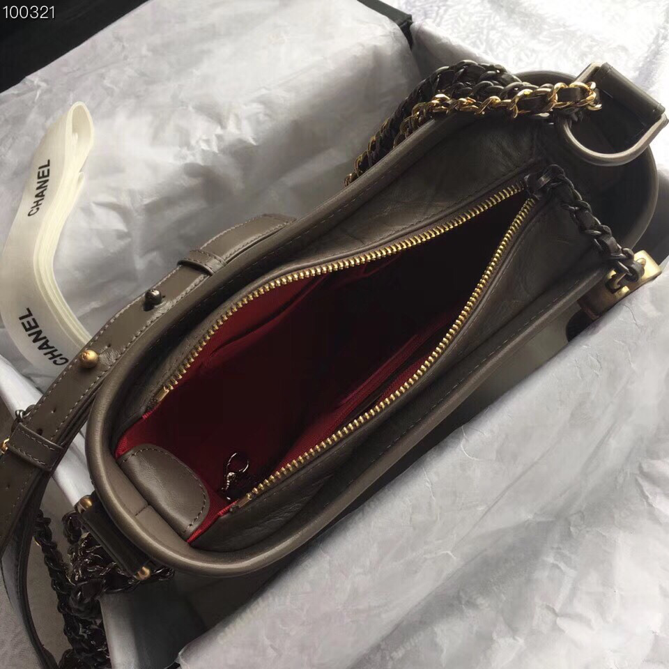 Ch**el Gabrielle small hobo bag Dark grey 20cm