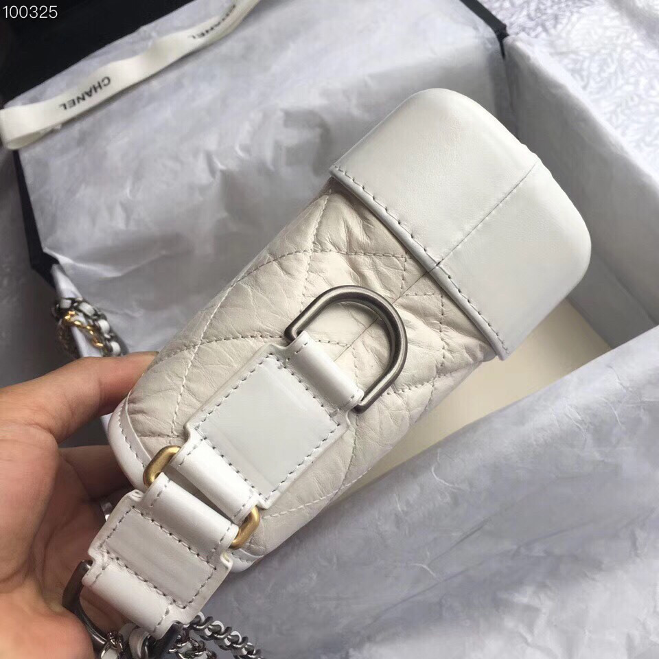 Ch**el Gabrielle small hobo bag White 20cm