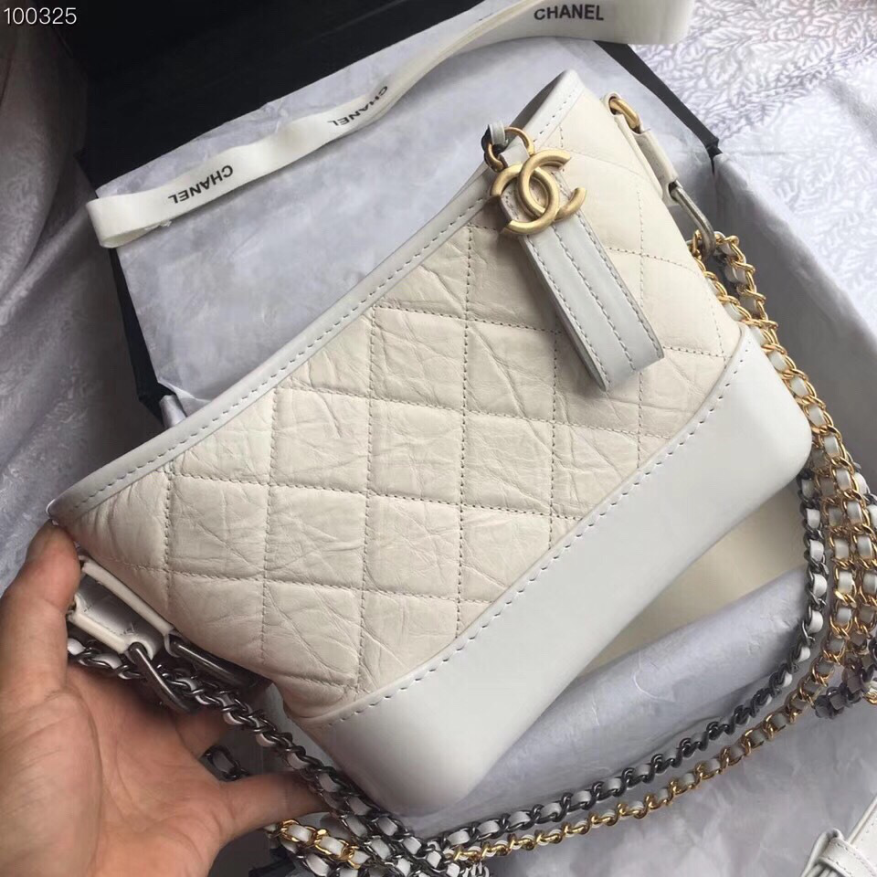 Ch**el Gabrielle small hobo bag White 20cm
