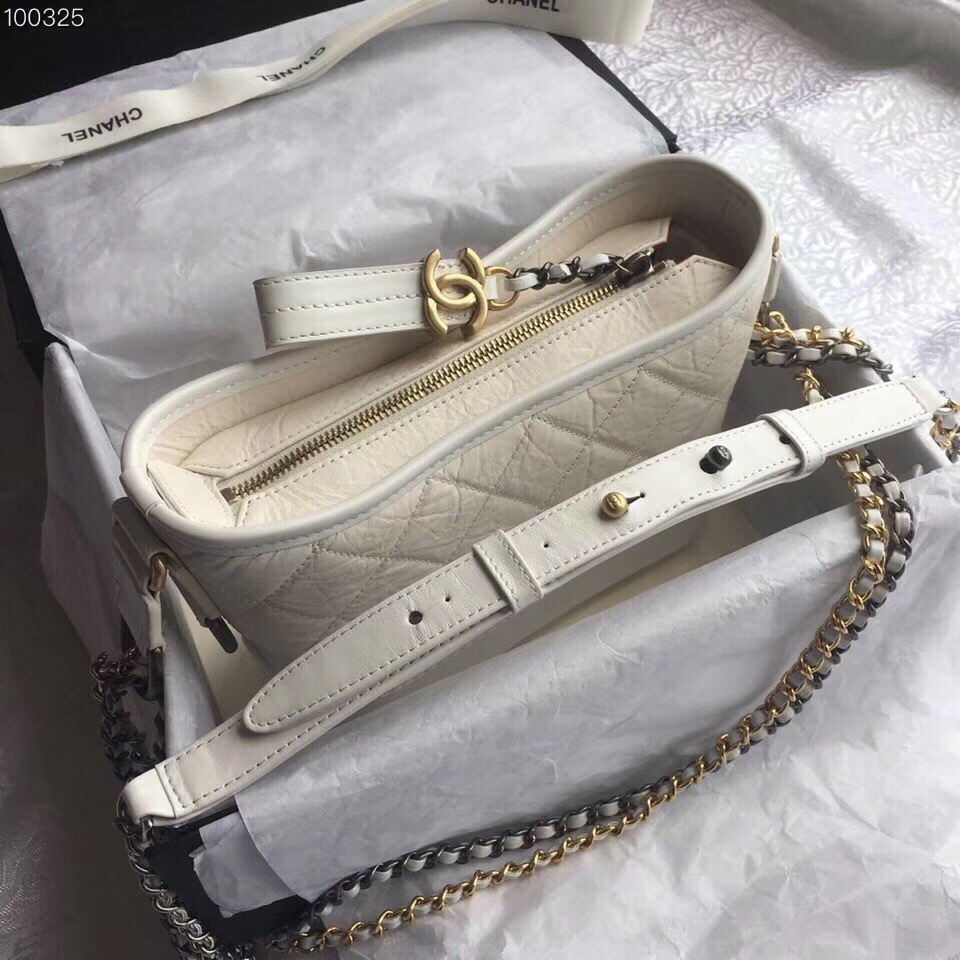Ch**el Gabrielle small hobo bag White 20cm