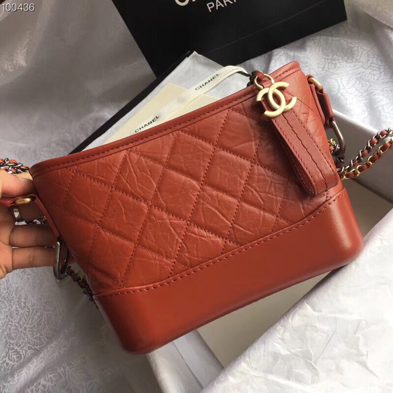 Ch**el Gabrielle small hobo bag Orange 20cm