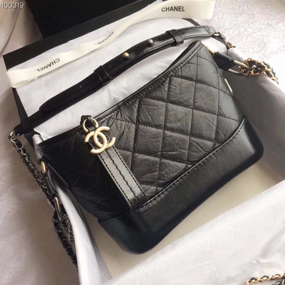 Ch**el Gabrielle small hobo bag Black 20cm