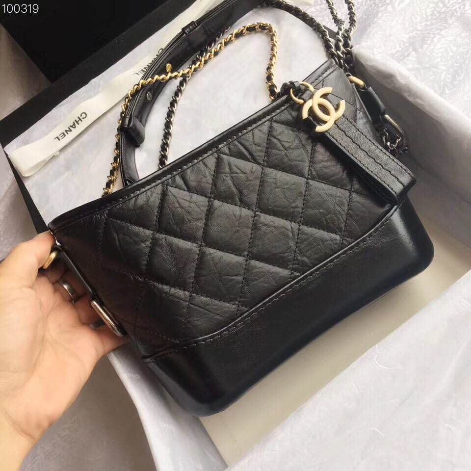 Ch**el Gabrielle small hobo bag Black 20cm