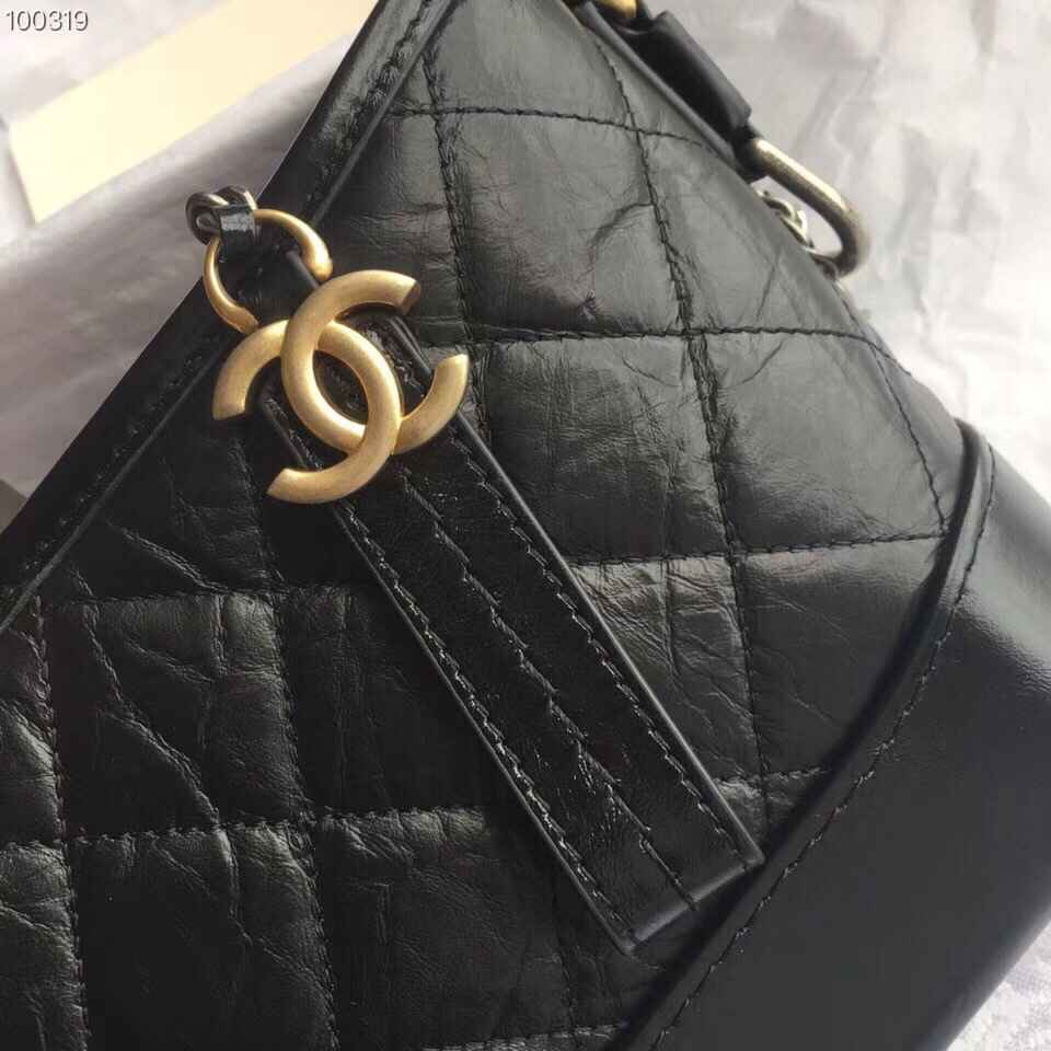Ch**el Gabrielle small hobo bag Black 20cm