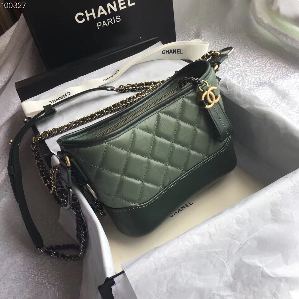 Ch**el Gabrielle small hobo bag Green 20cm