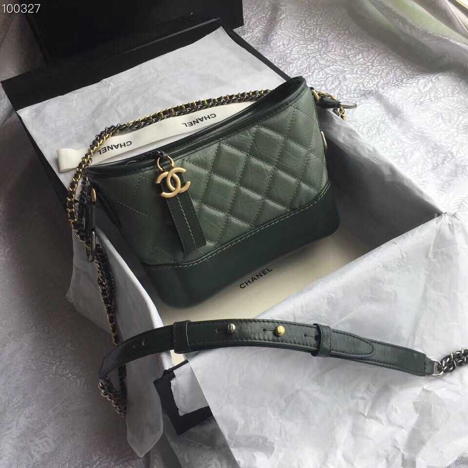 Ch**el Gabrielle small hobo bag Green 20cm