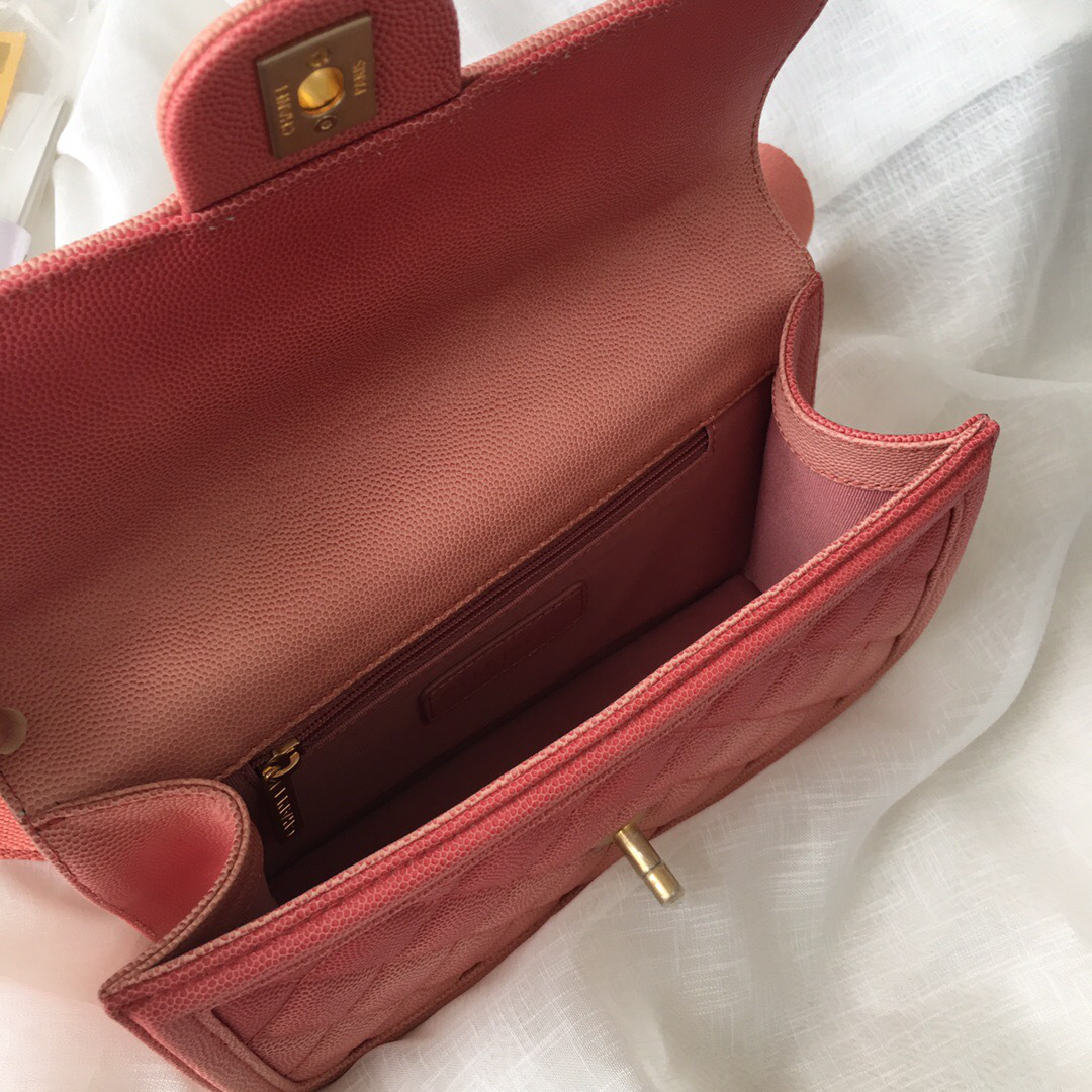 Ch**el Original small Cowskin Flap Bag with Pink