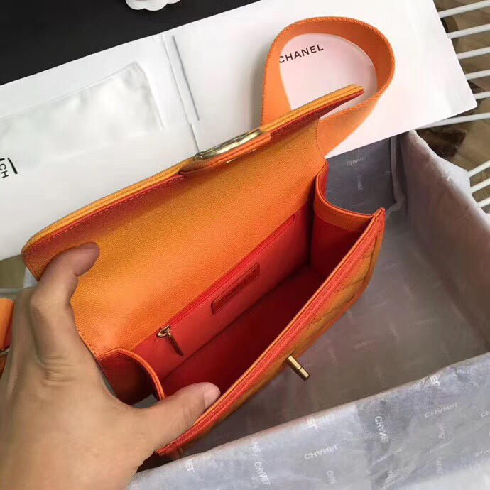 Ch**el Original small Cowskin Flap Bag with Orange