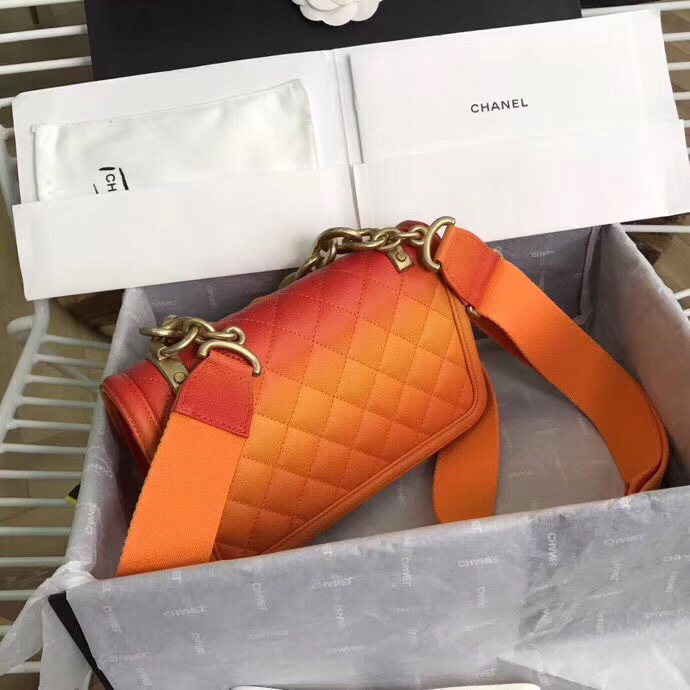 Ch**el Original small Cowskin Flap Bag with Orange