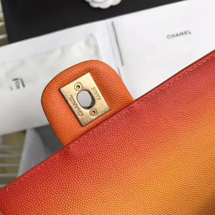 Ch**el Original small Cowskin Flap Bag with Orange