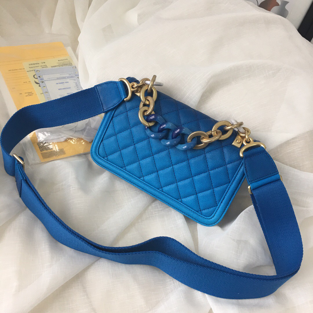 Ch**el Original small Cowskin Flap Bag with Blue