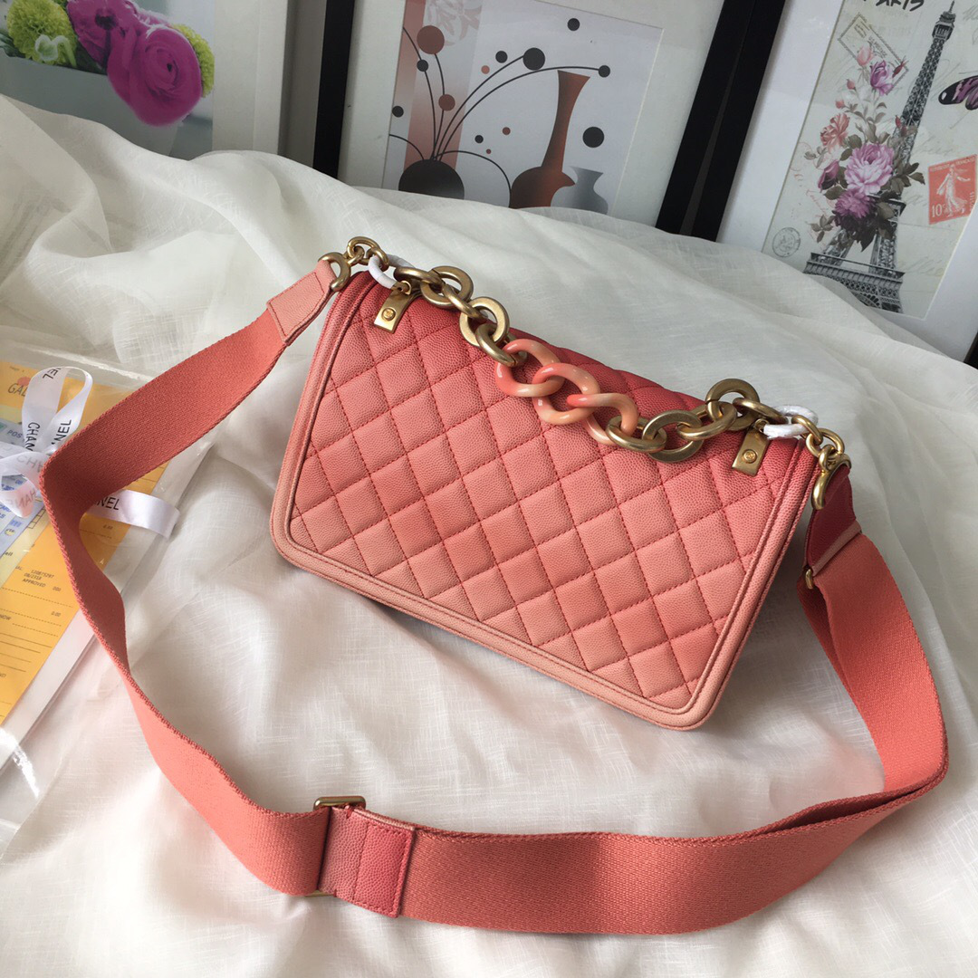 Ch**el Original Large Cowskin Flap Bag with Pink 26cm