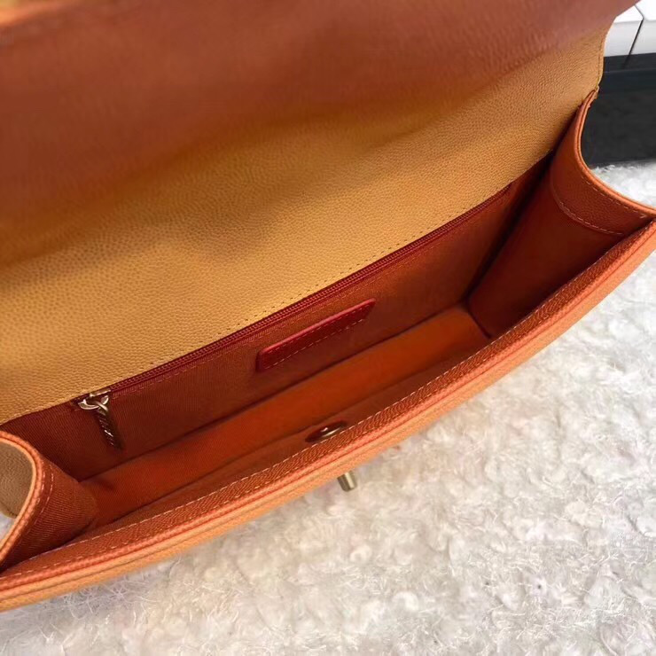 Ch**el Original Large Cowskin Flap Bag with Orange 26cm