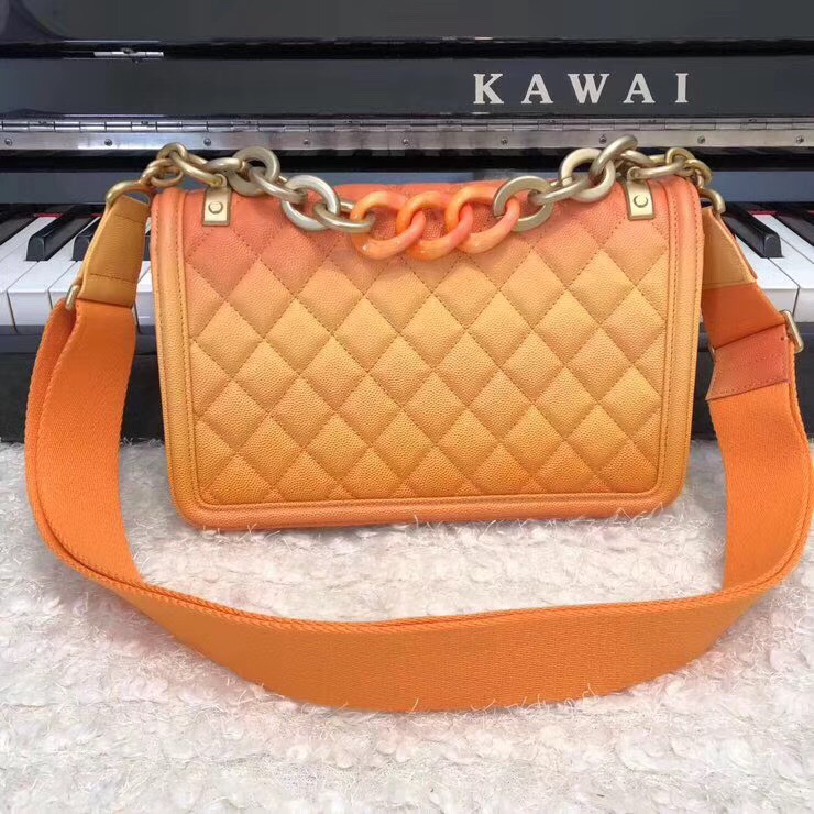 Ch**el Original Large Cowskin Flap Bag with Orange 26cm
