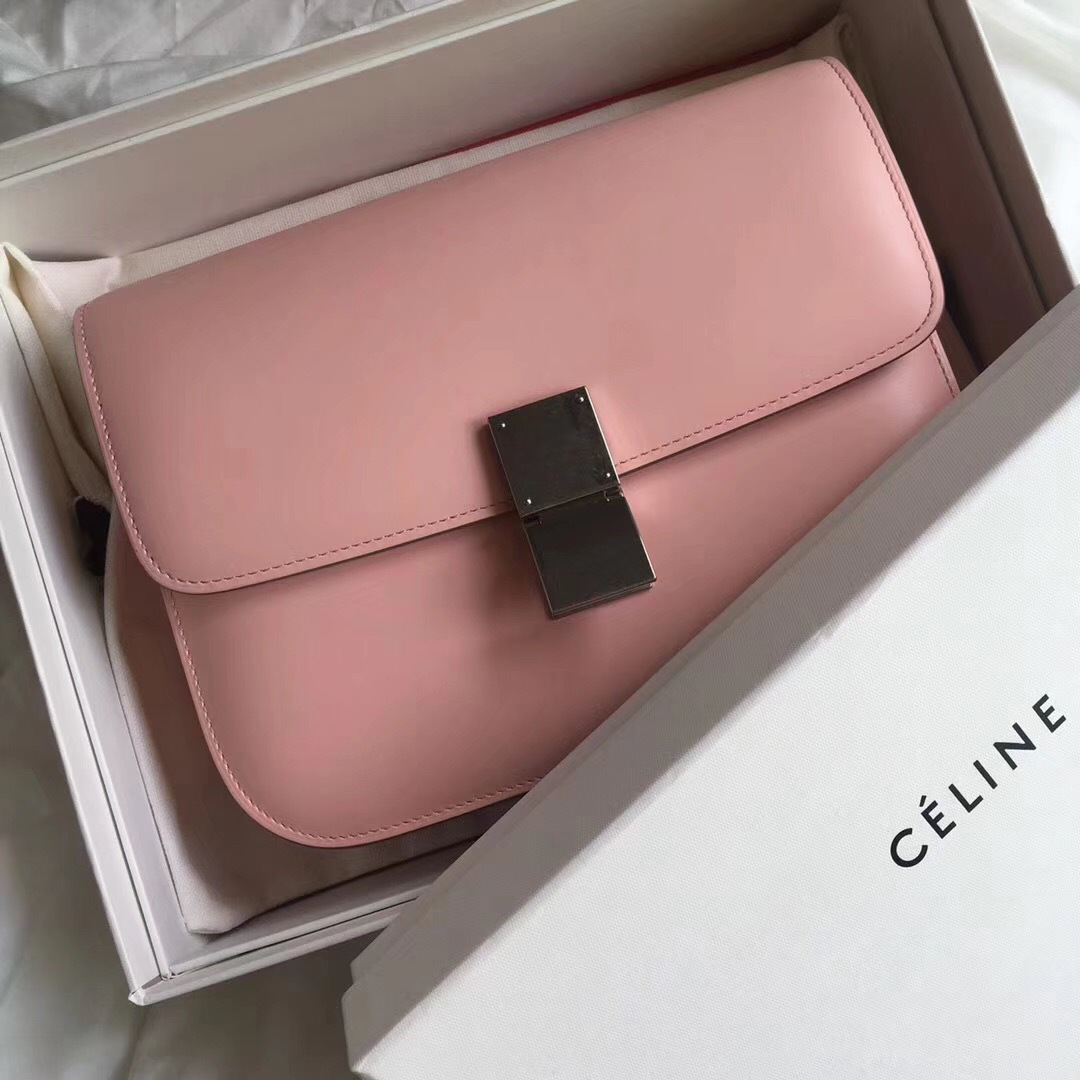 Ce1i*e Classic Pink Bag in Box Calfskin Smooth Leather