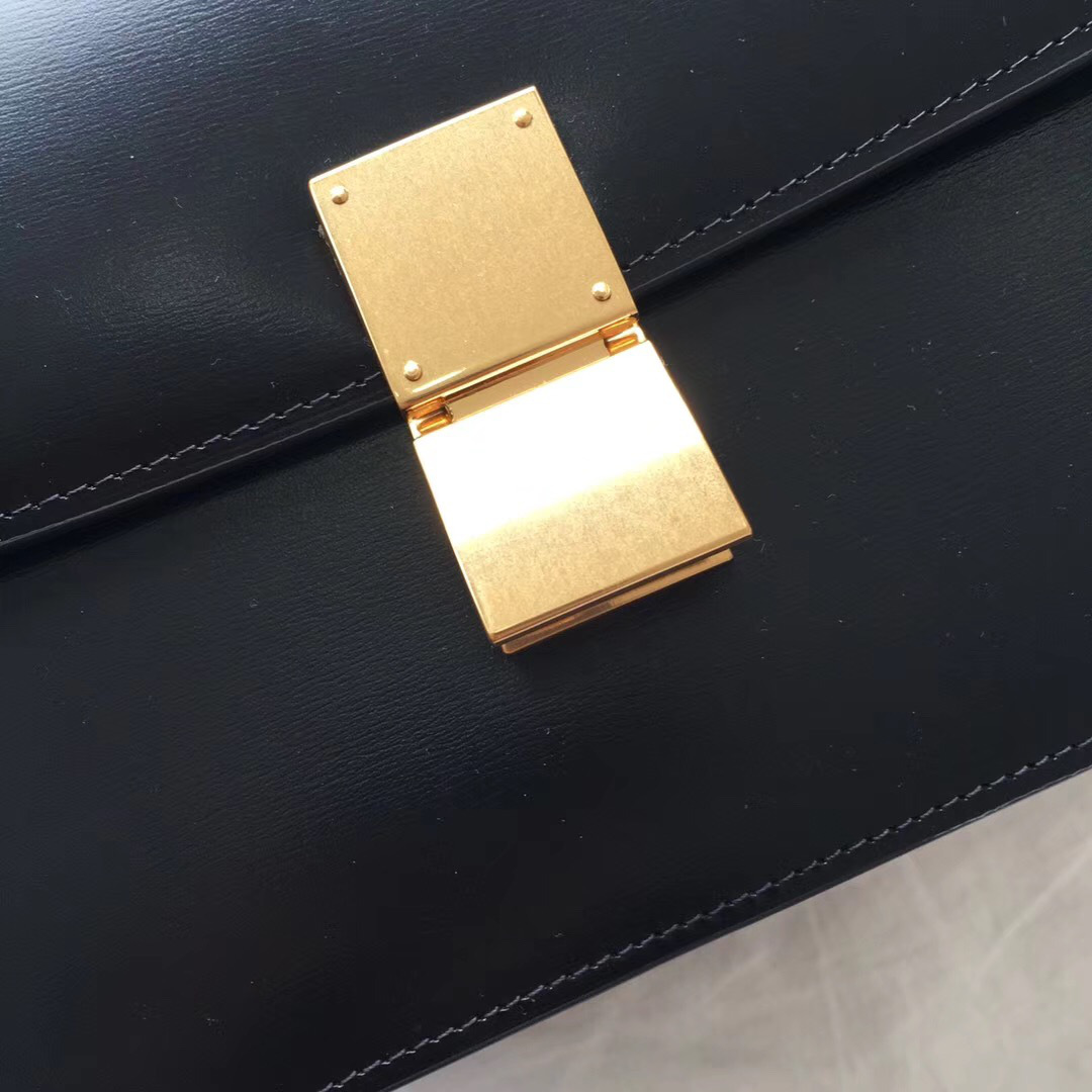 Ce1i*e Classic Black Bag in Box Calfskin Smooth Leather