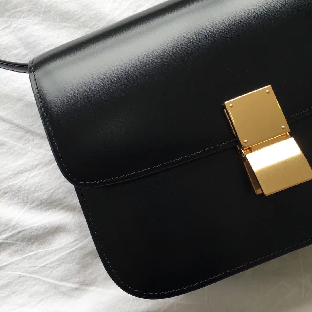 Ce1i*e Classic Black Bag in Box Calfskin Smooth Leather