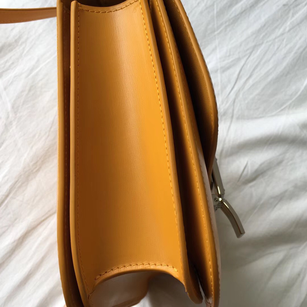 Ce1i*e Classic Yellow Bag in Box Calfskin Smooth Leather