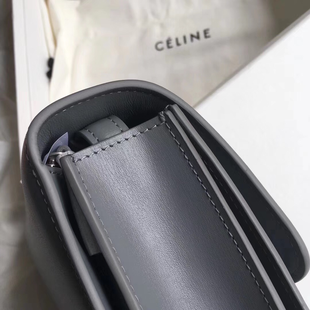 Ce1i*e Classic Gray Bag in Box Calfskin Smooth Leather