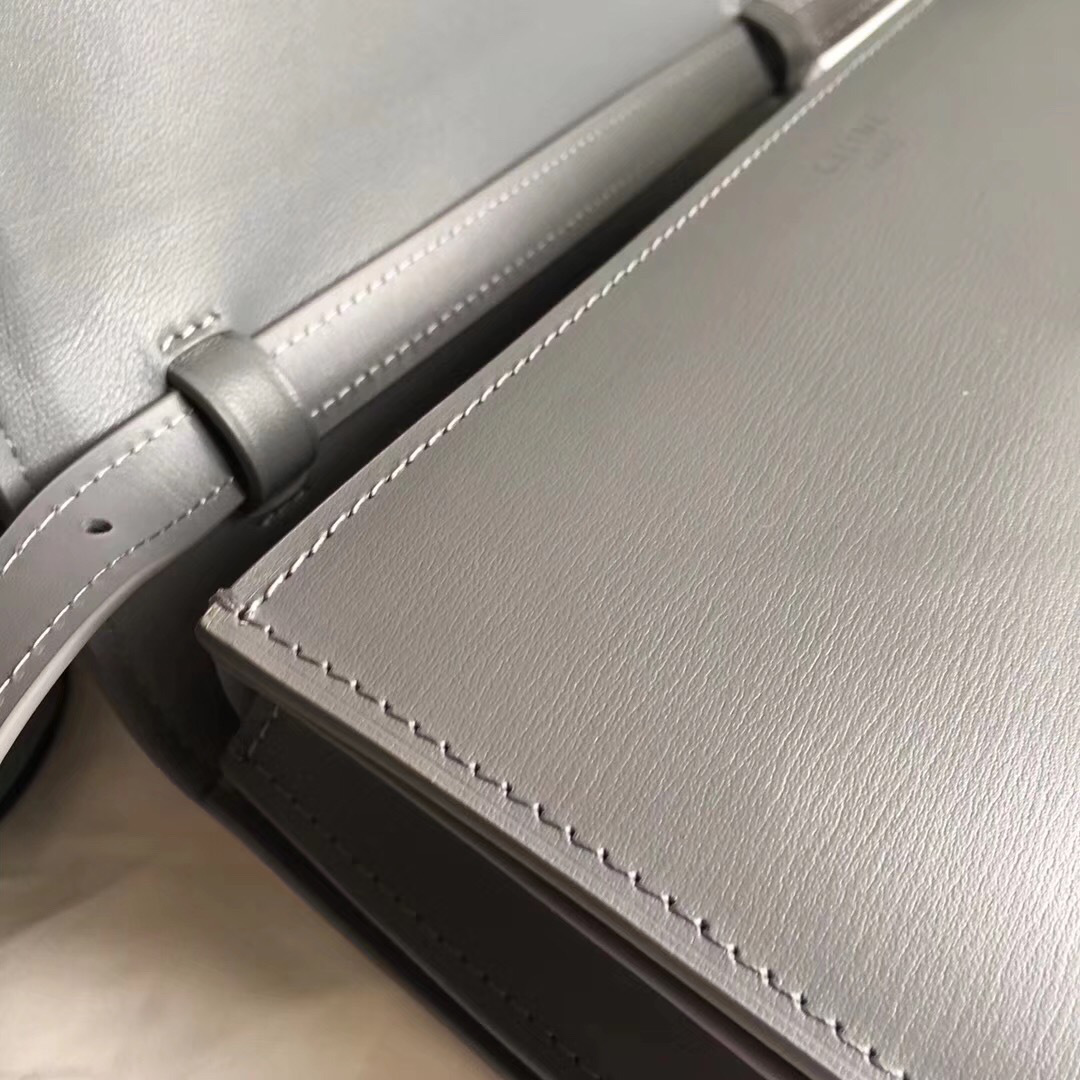 Ce1i*e Classic Gray Bag in Box Calfskin Smooth Leather