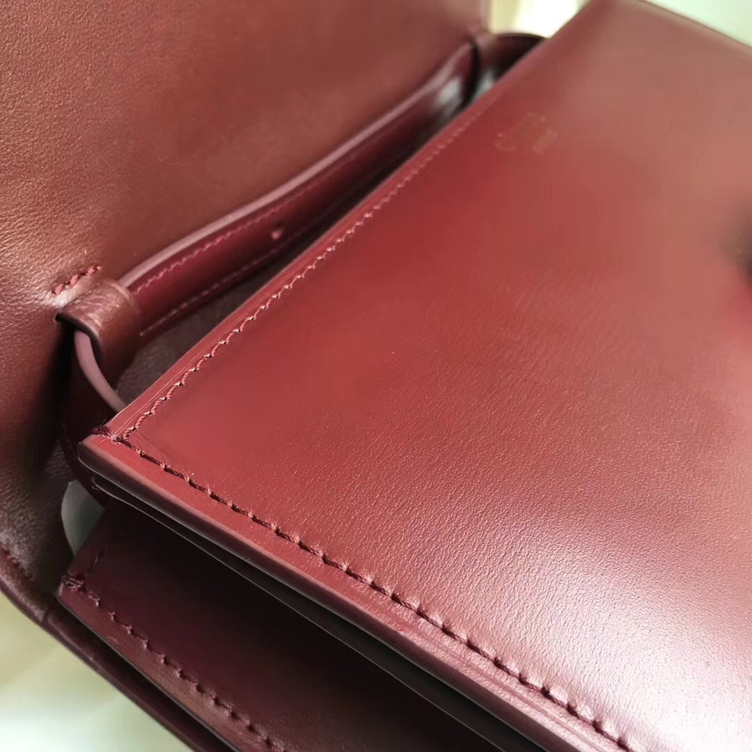 Ce1i*e Classic Wine Red Bag in Box Calfskin Smooth Leather