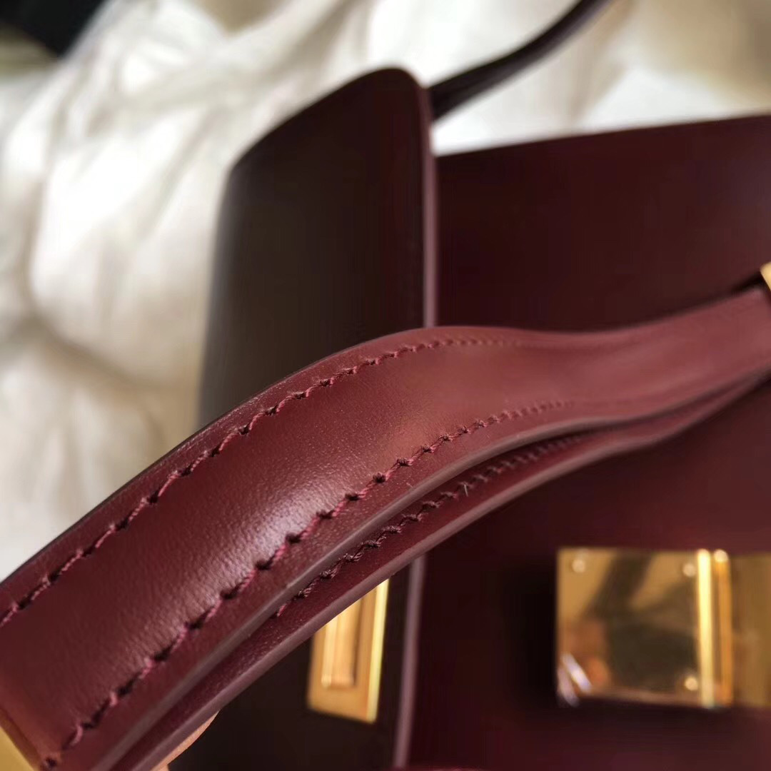 Ce1i*e Classic Wine Red Bag in Box Calfskin Smooth Leather