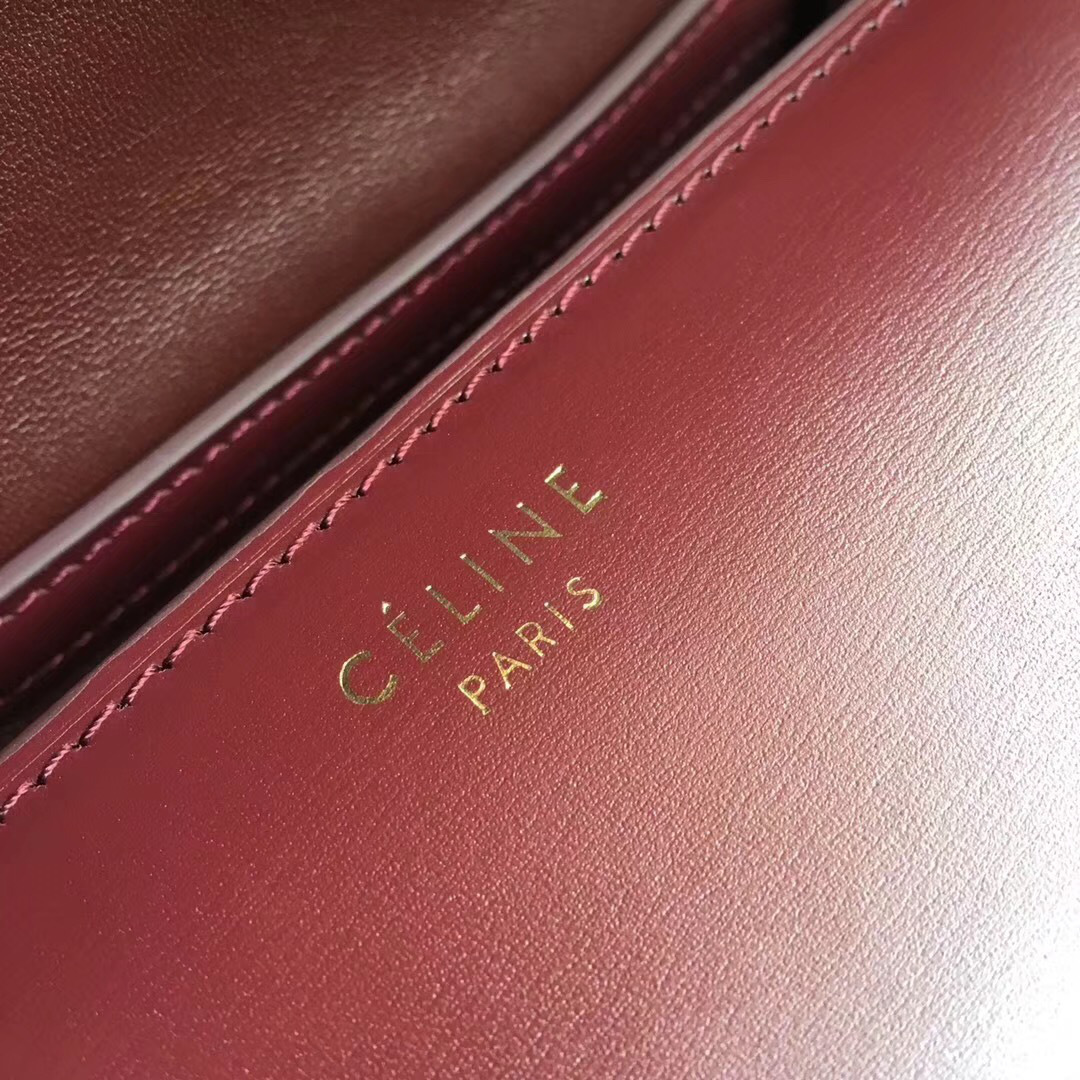 Ce1i*e Classic Wine Red Bag in Box Calfskin Smooth Leather