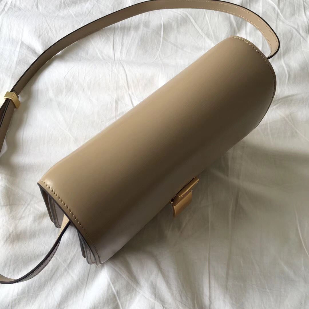 Ce1i*e Classic Khaki Bag in Box Calfskin Smooth Leather
