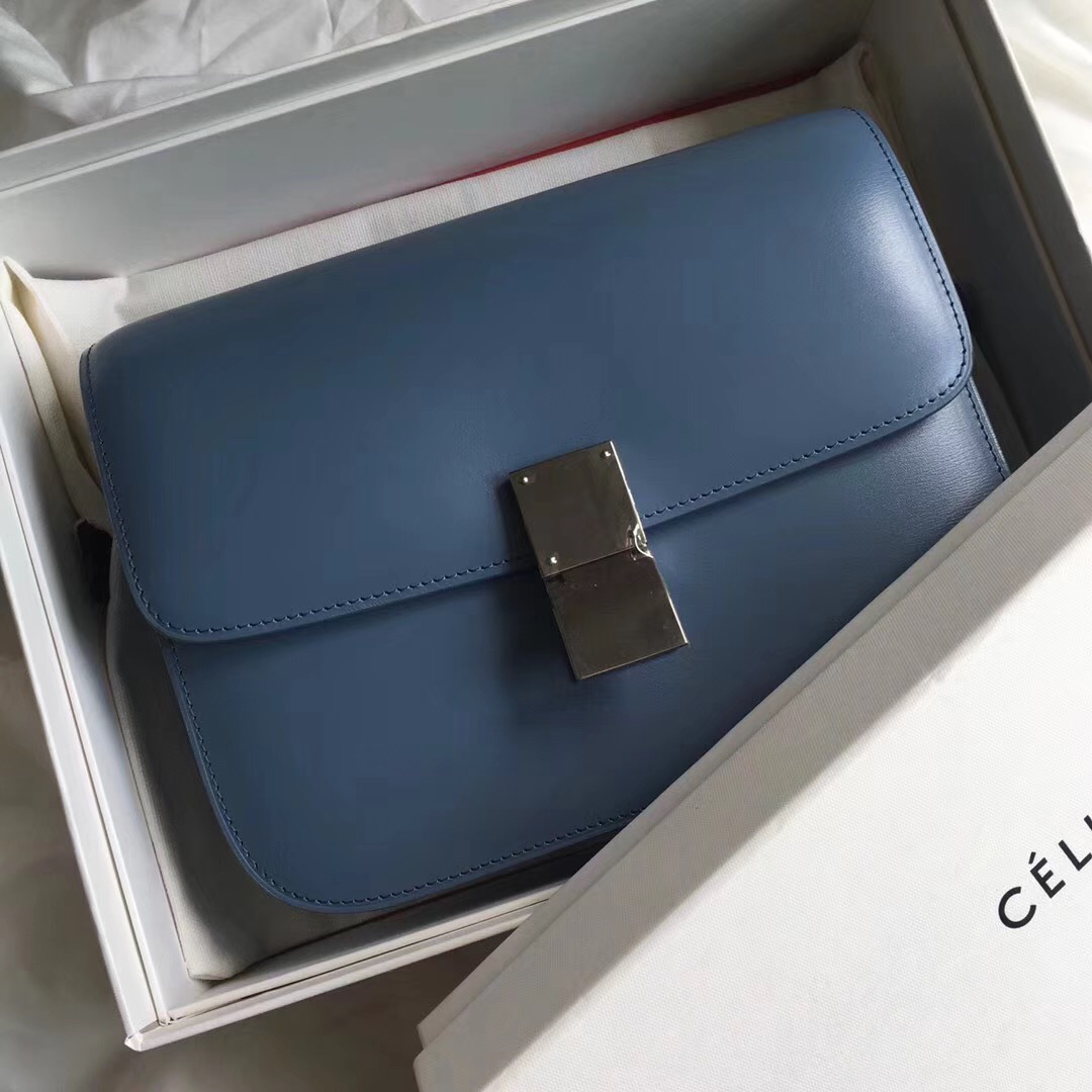 Ce1i*e Classic Blue Bag in Box Calfskin Smooth Leather
