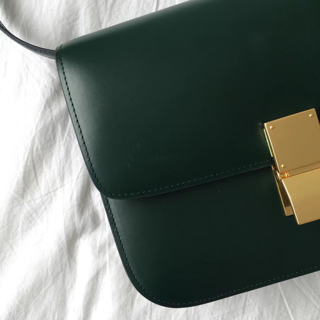 Ce1i*e Classic Blackish Green Bag in Box Calfskin Smooth Leather