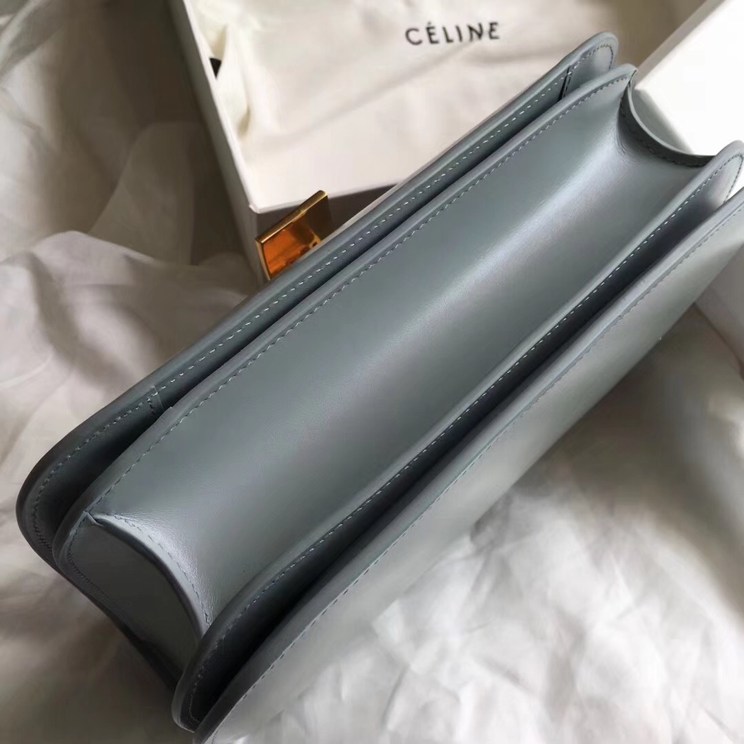 Ce1i*e Classic Light Blue Bag in Box Calfskin Smooth Leather