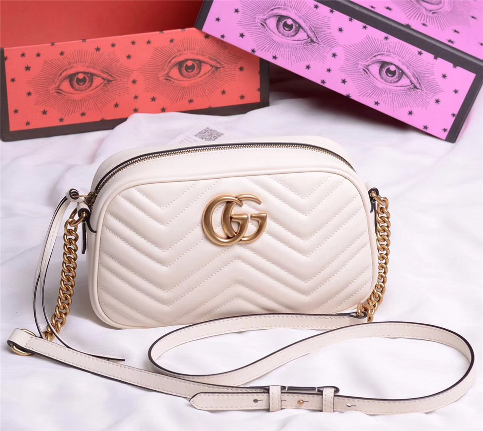 Gvc*1 Marmont small matelassé shoulder White bag 447632
