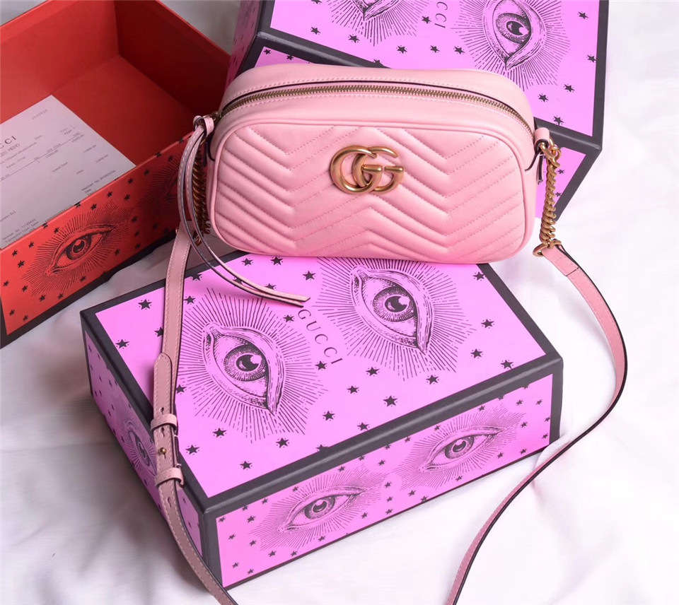Gvc*1 Marmont small matelassé shoulder Pink bag