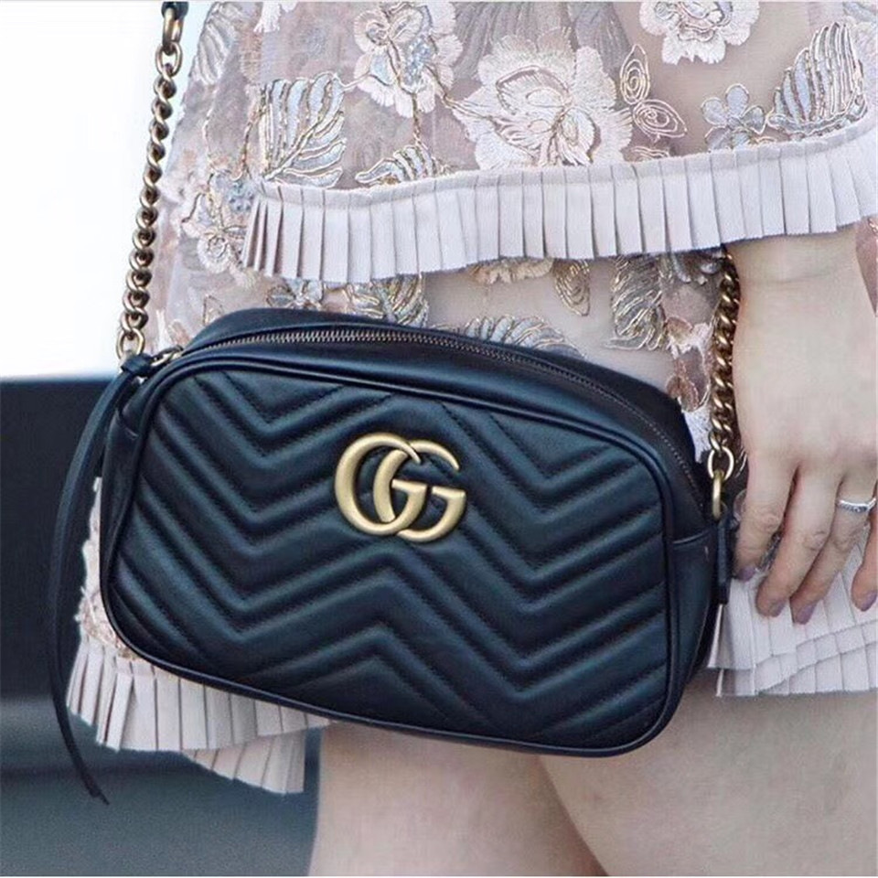 Gvc*1 Marmont small matelassé shoulder Black bag