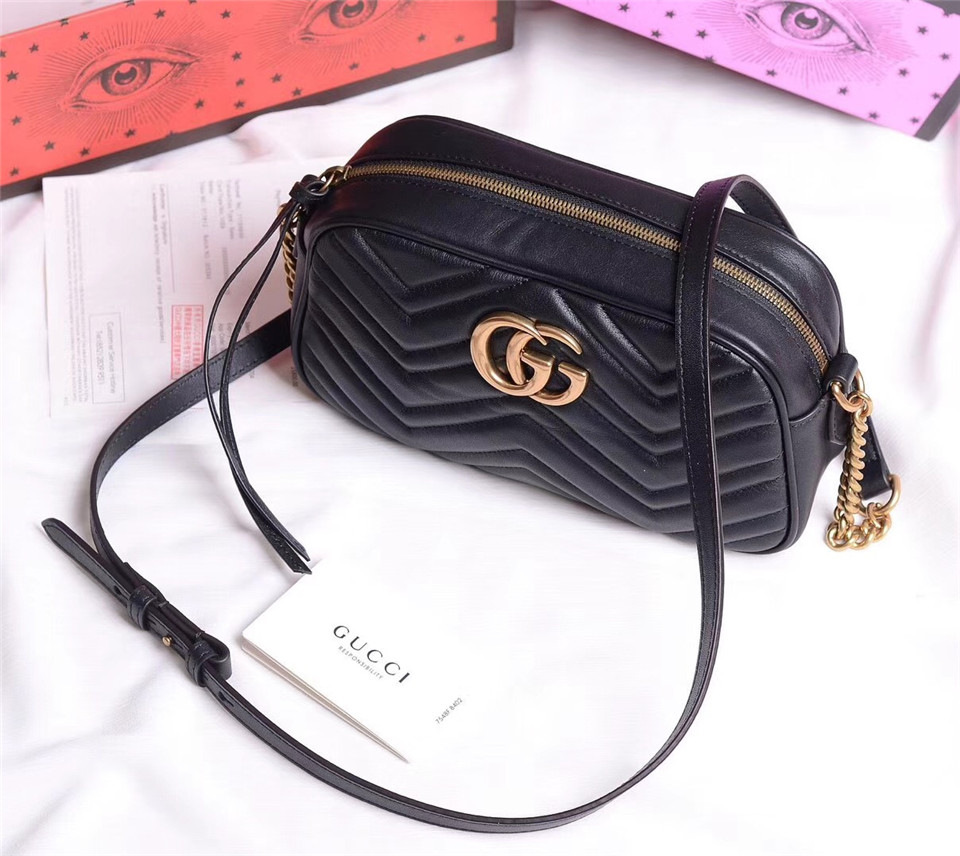 Gvc*1 Marmont small matelassé shoulder Black bag