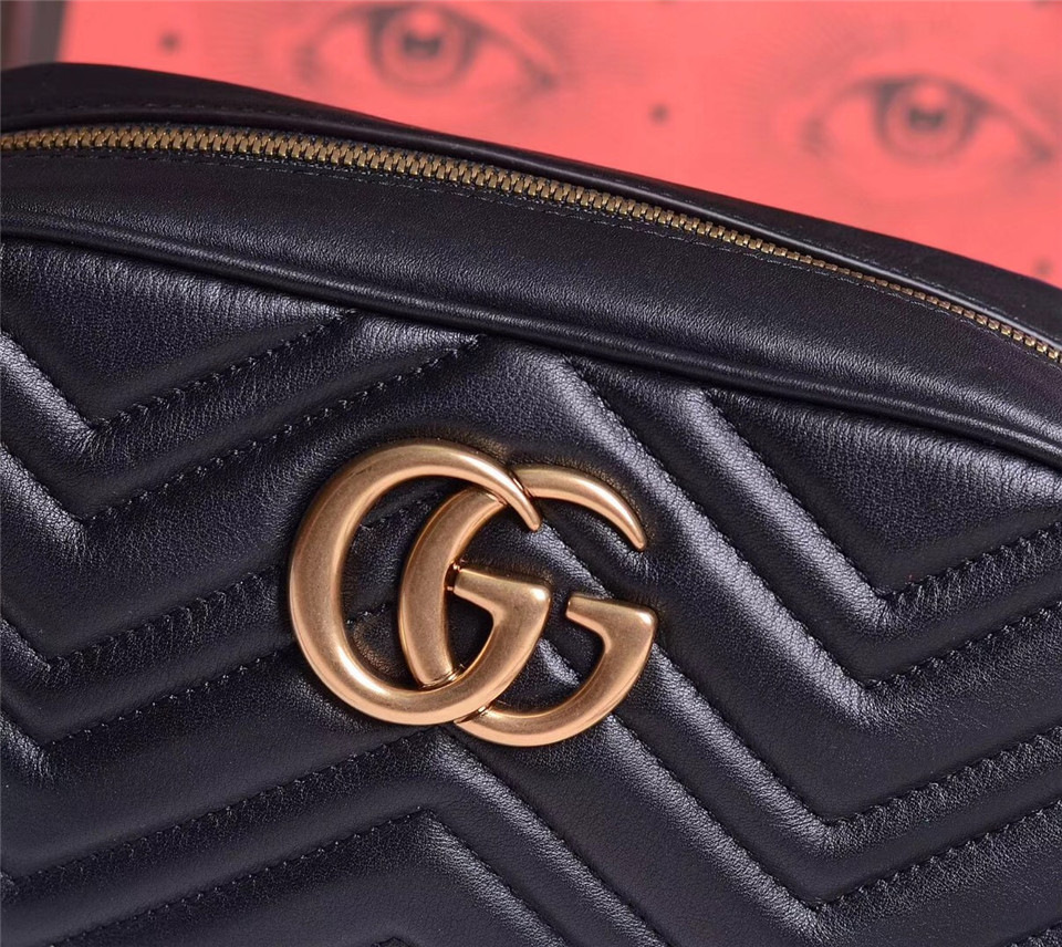 Gvc*1 Marmont small matelassé shoulder Black bag