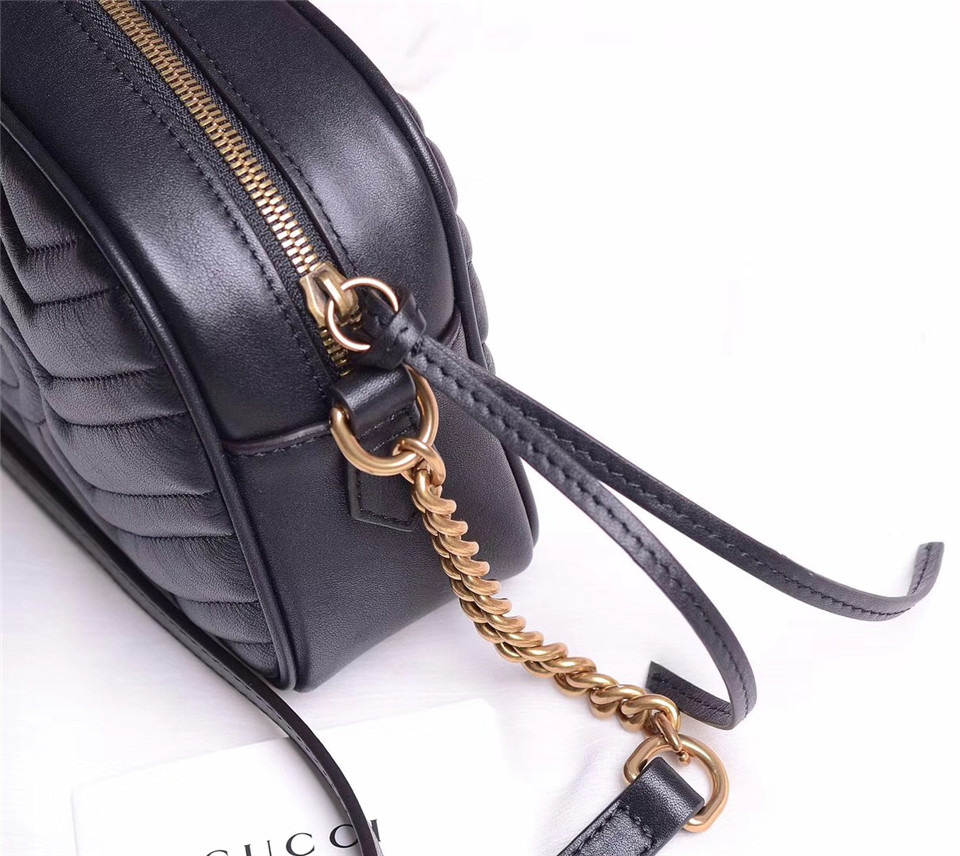 Gvc*1 Marmont small matelassé shoulder Black bag