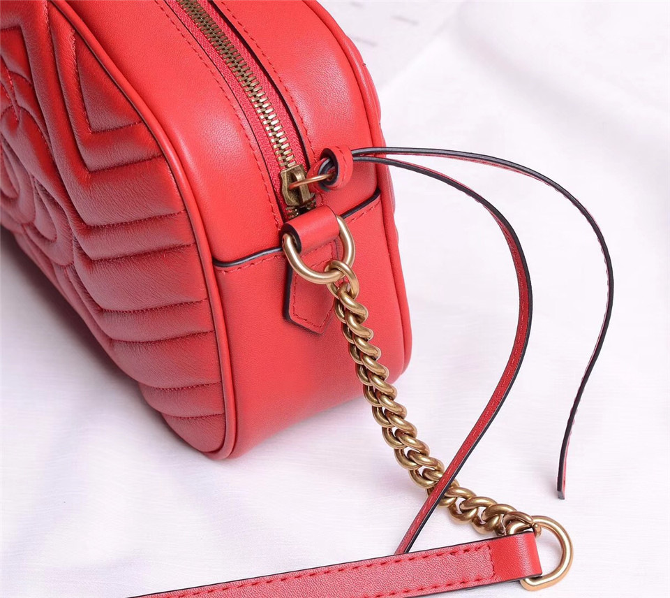 Gvc*1 Marmont small matelassé shoulder Red bag