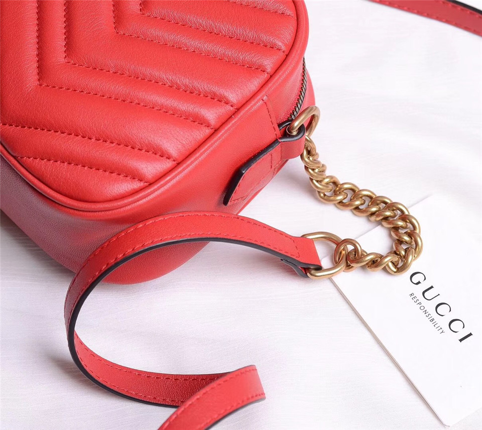 Gvc*1 Marmont small matelassé shoulder Red bag