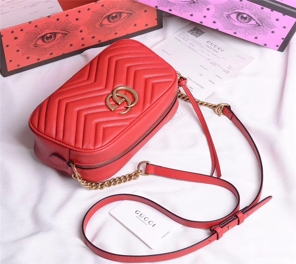 Gvc*1 Marmont small matelassé shoulder Red bag