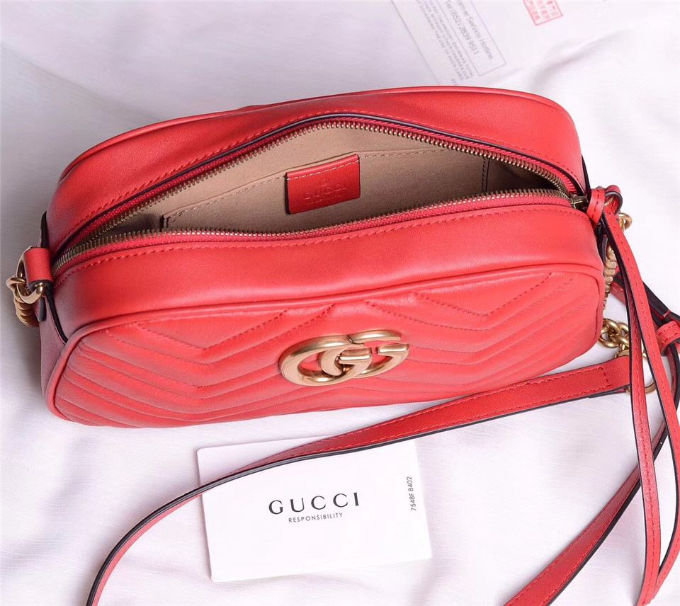 Gvc*1 Marmont small matelassé shoulder Red bag