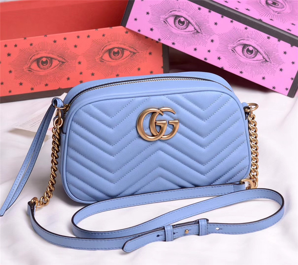 Gvc*1 Marmont small matelassé shoulder Blue bag