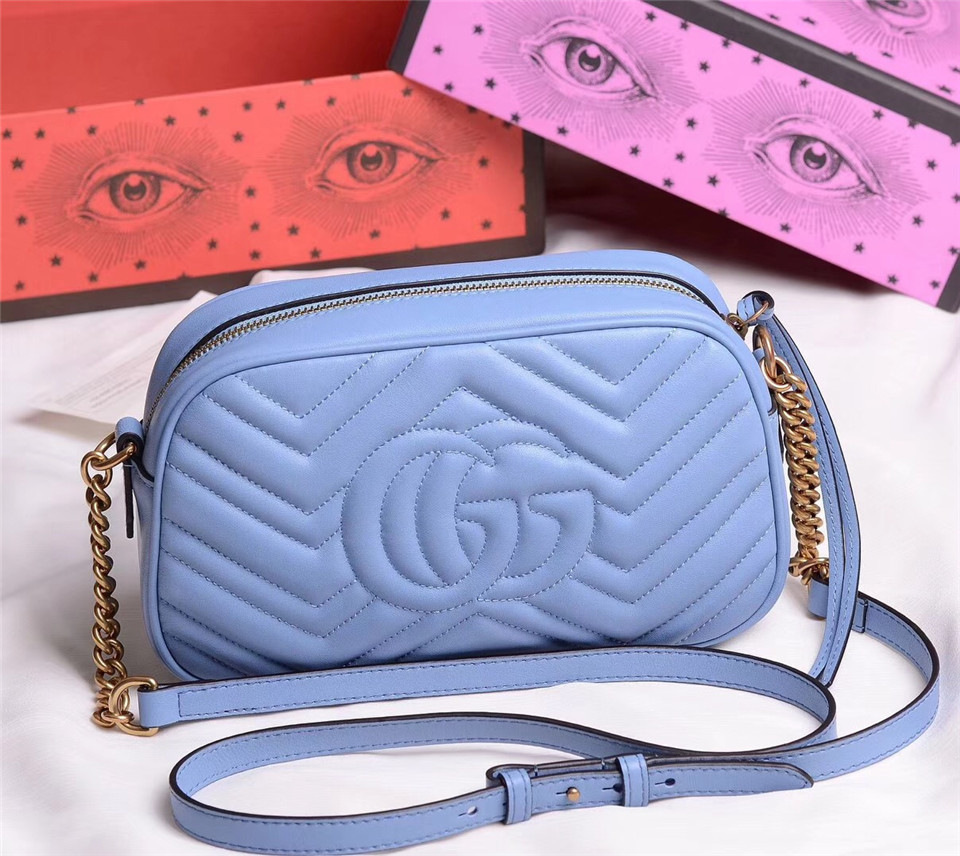 Gvc*1 Marmont small matelassé shoulder Blue bag