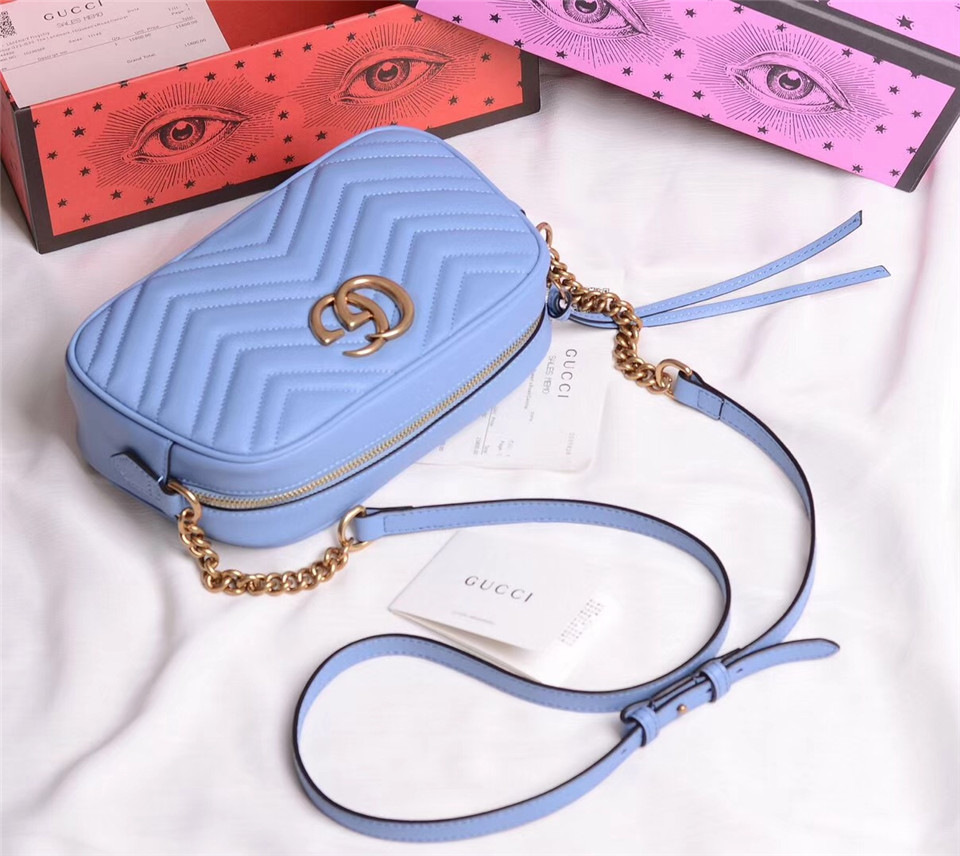 Gvc*1 Marmont small matelassé shoulder Blue bag