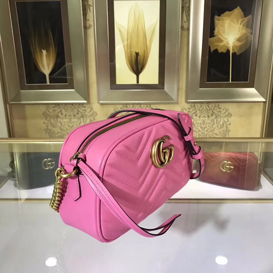 Gvc*1 Marmont small matelassé shoulder Rose Red bag