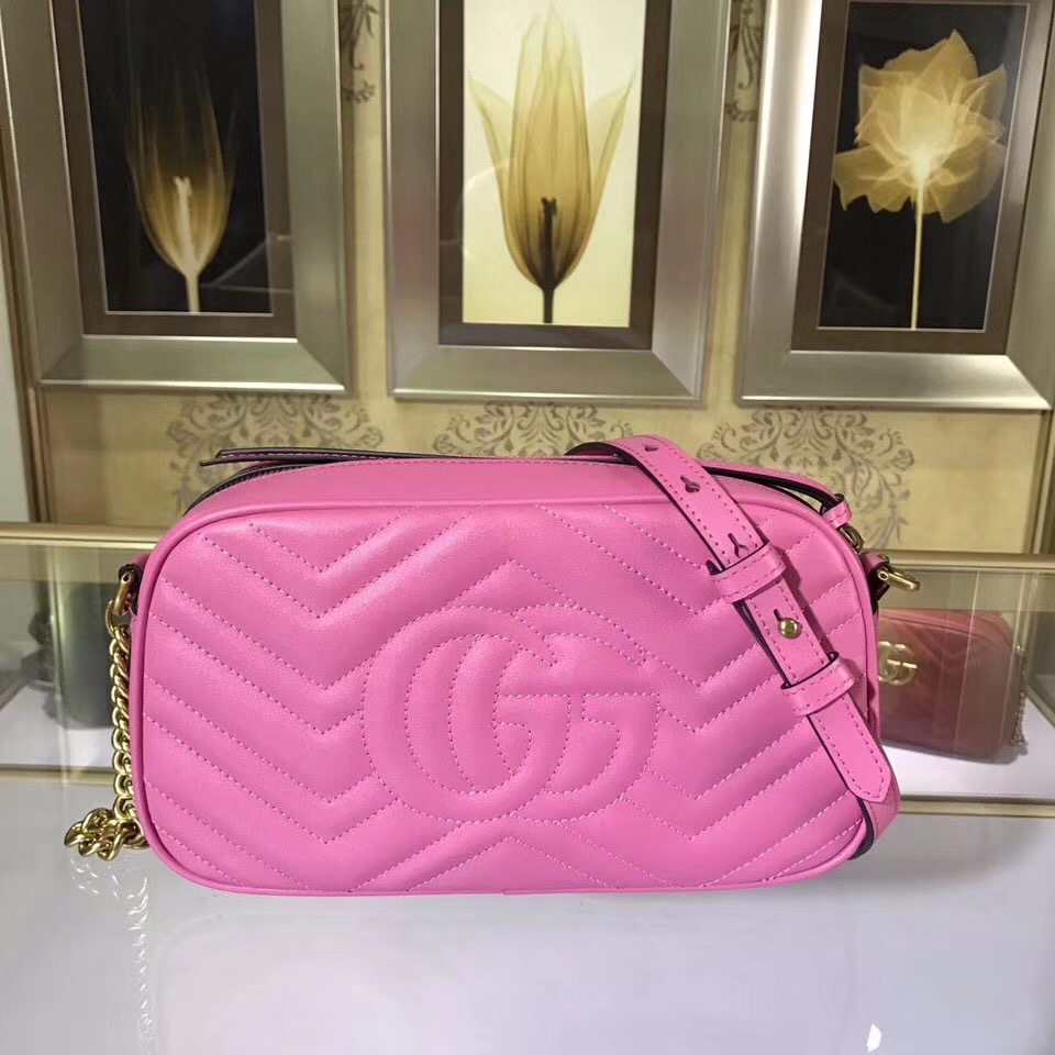 Gvc*1 Marmont small matelassé shoulder Rose Red bag