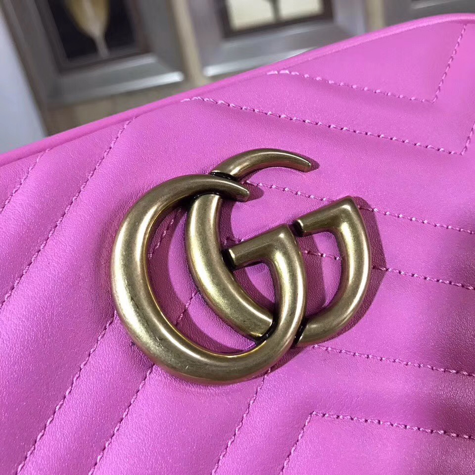 Gvc*1 Marmont small matelassé shoulder Rose Red bag