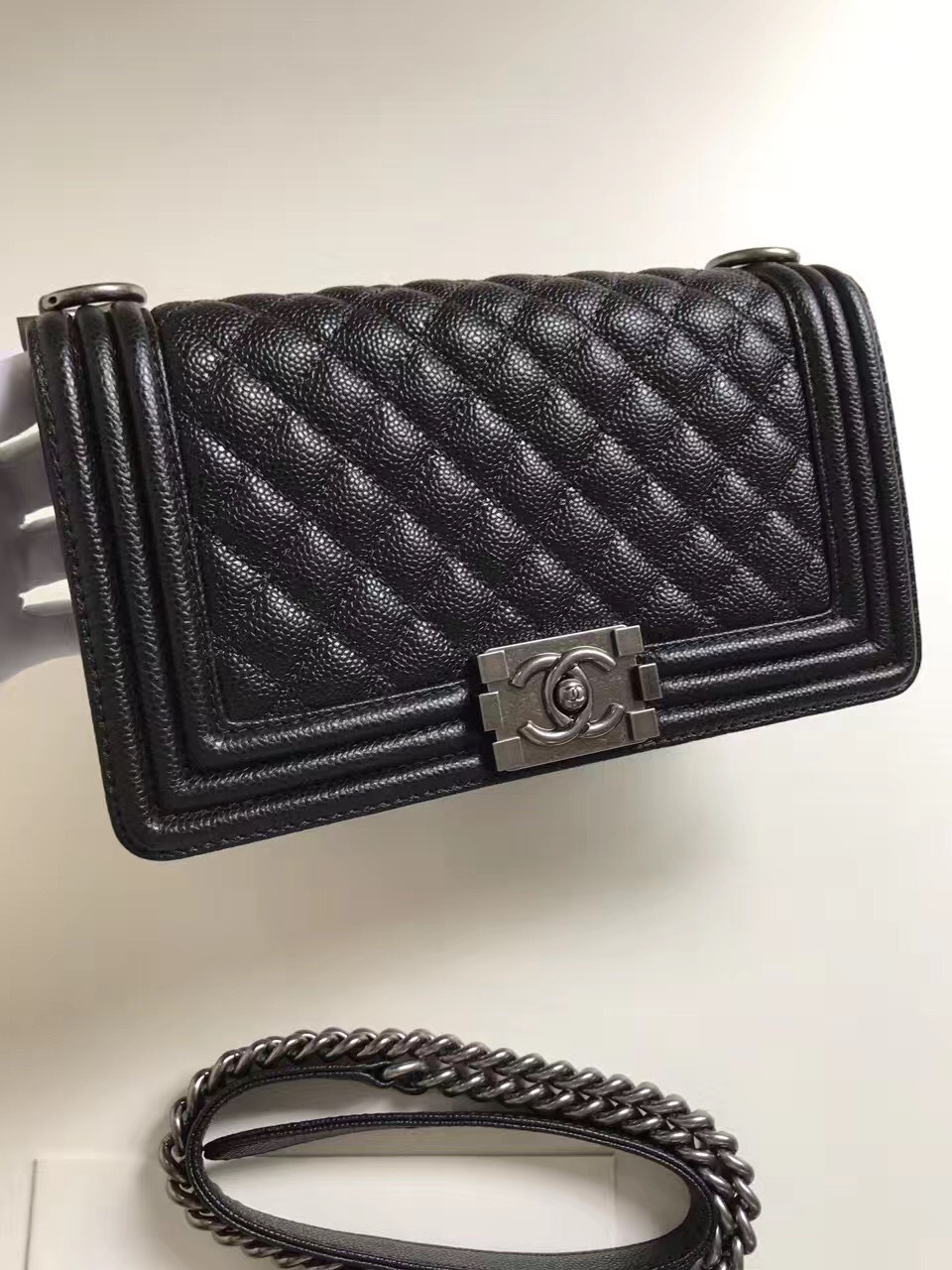 Ch**el Leboy bag cowskin in Black with silver hardware